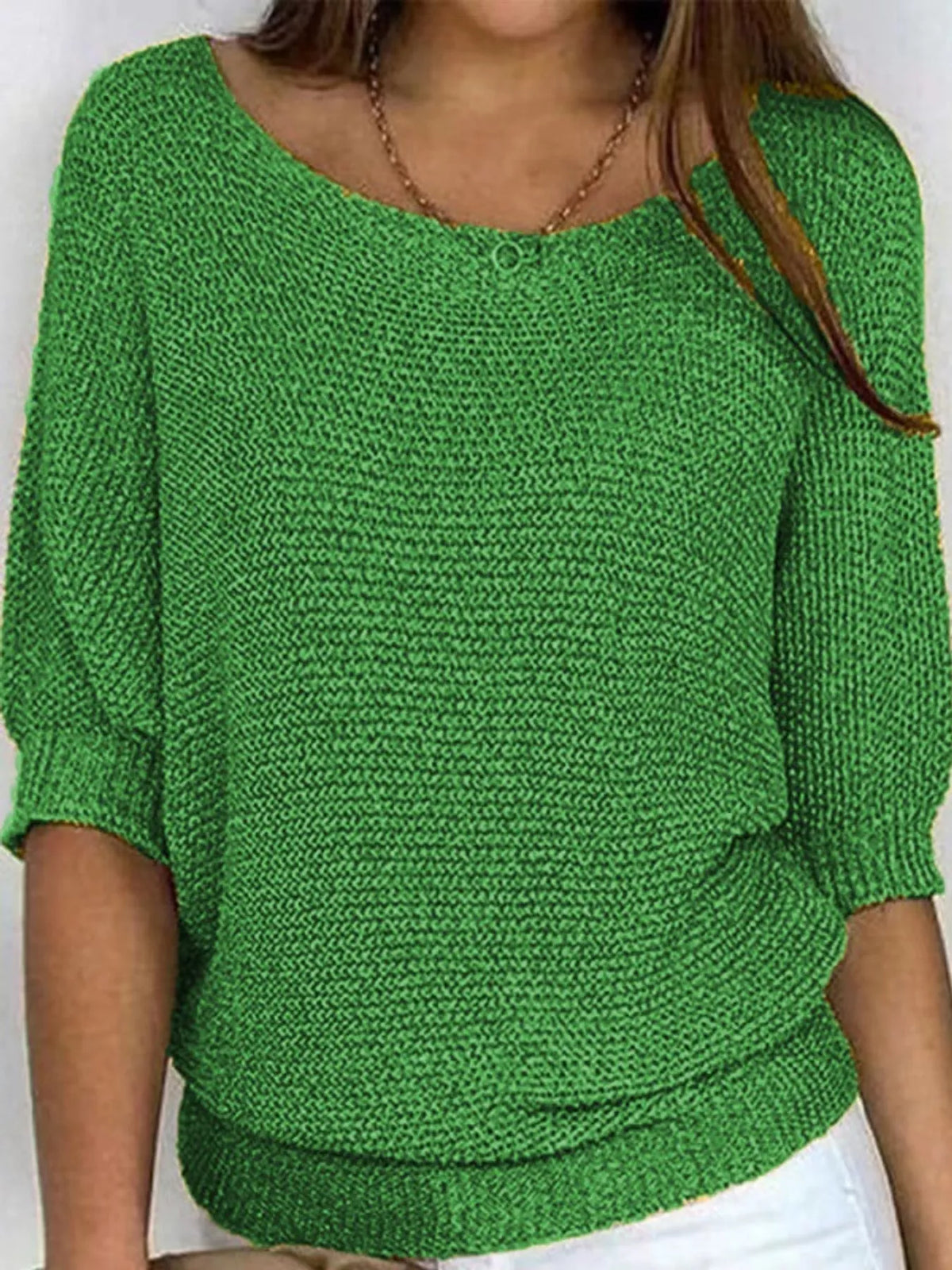 full size boat neck 3/4 sleeve sweater plus | dropsona - neutral - packaging