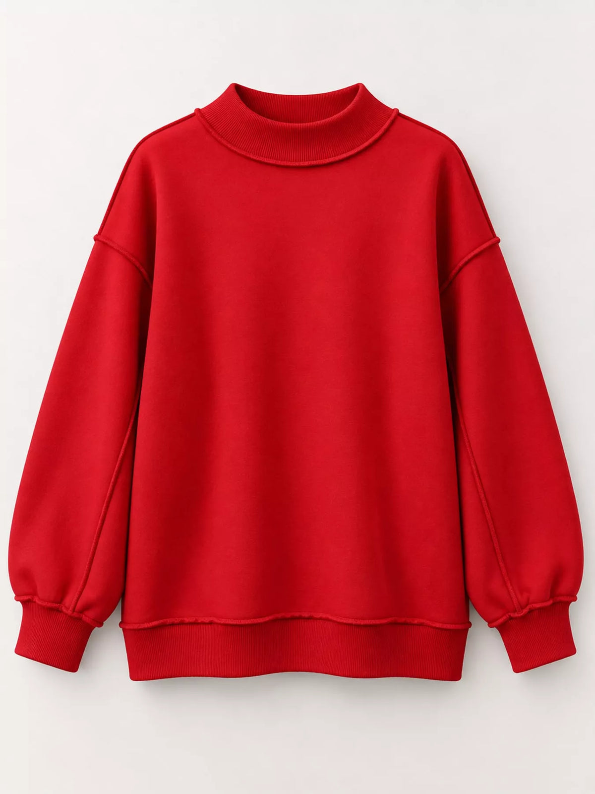 mock neck long sleeve sweatshirt | dropsona polyester 70% - neutral - size reference
