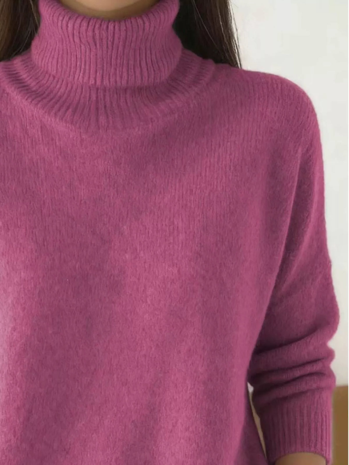 turtleneck long sleeve sweater – basic style | dropsona - neutral - front view