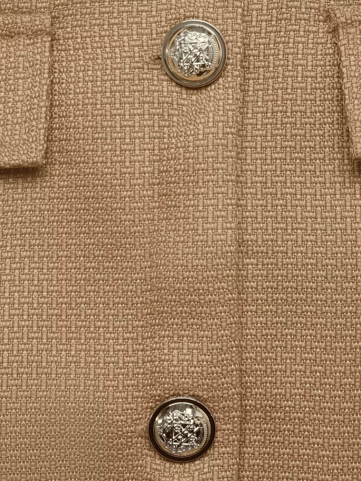 textured cropped jacket with gold-tone button | dropsona - neutral - close-up detail
