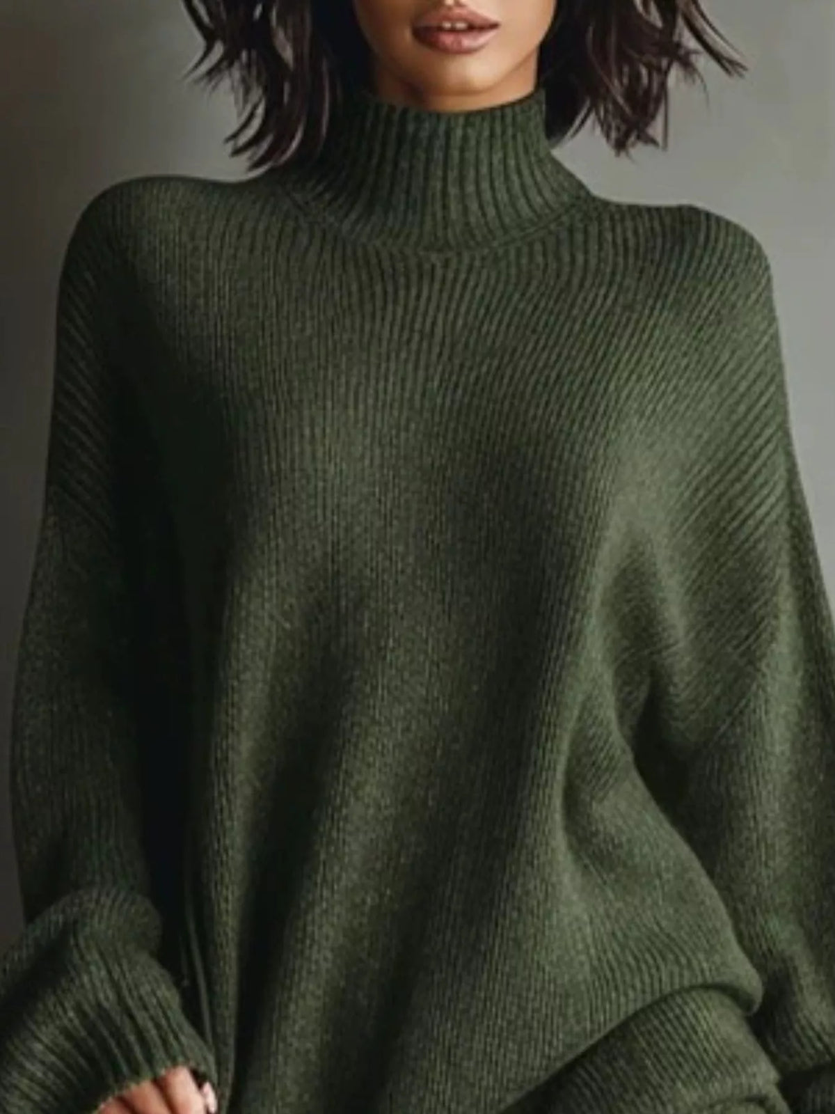 oversized mock neck long sleeve sweater dress | dropsona - neutral - material texture