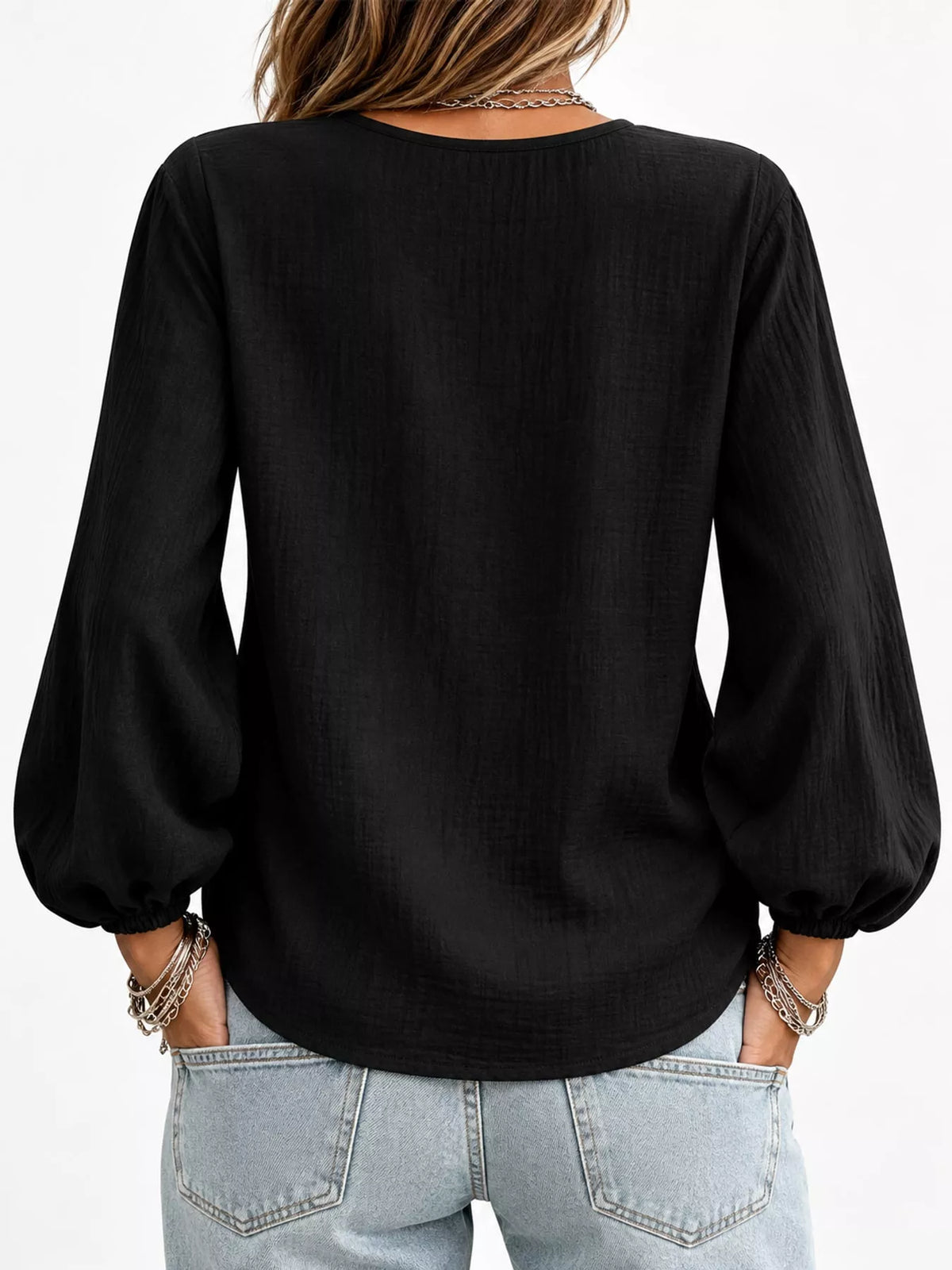 full size elasticated cuffs long sleeve blouse plus | dropsona - neutral - packaging