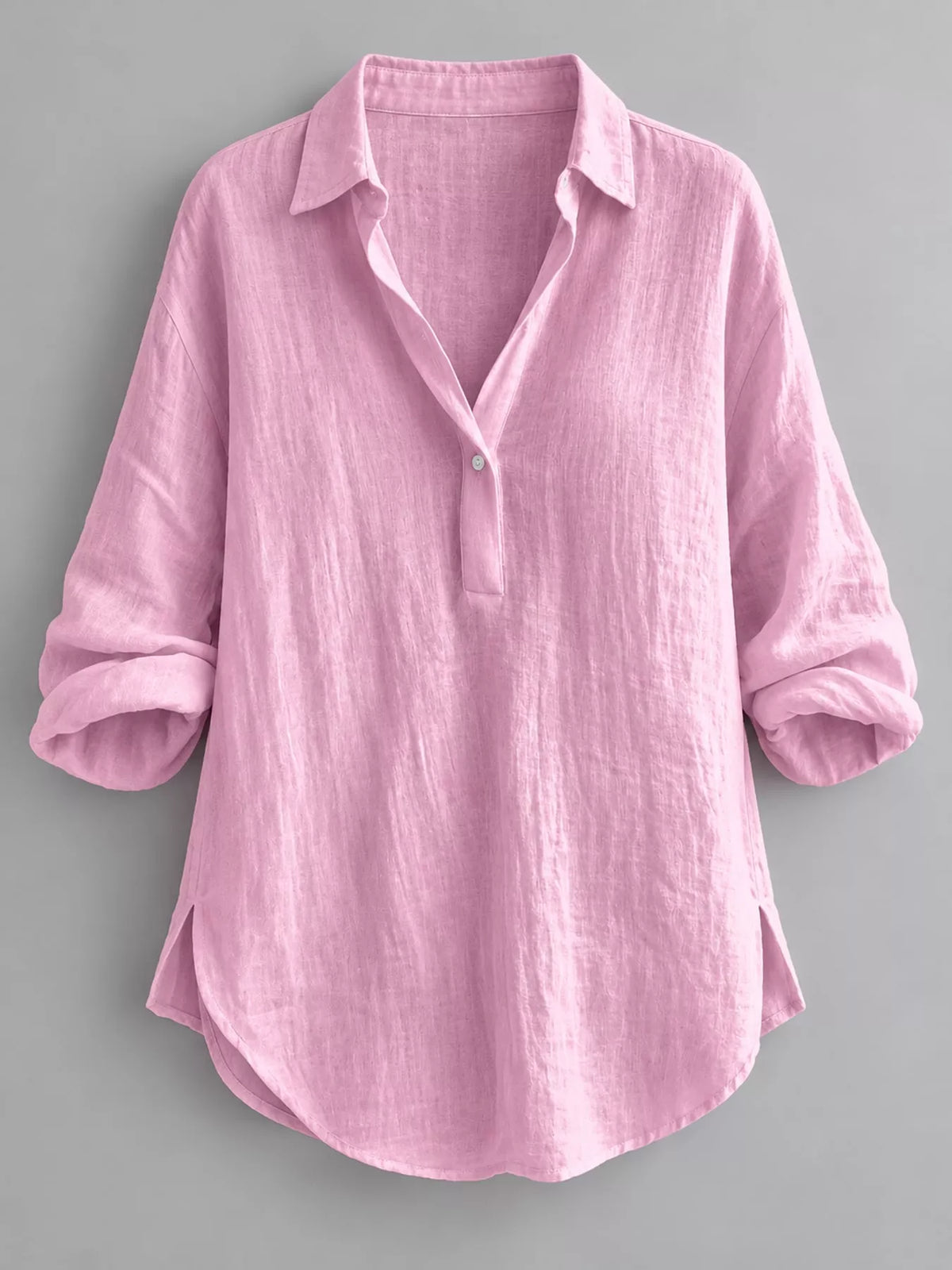 collared neck long sleeve blouse | dropsona - neutral - size reference