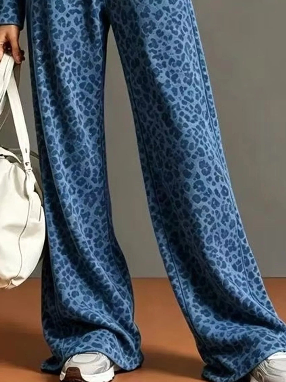 leopard print zip-up outerwear and pants set | dropsona - neutral - usage example