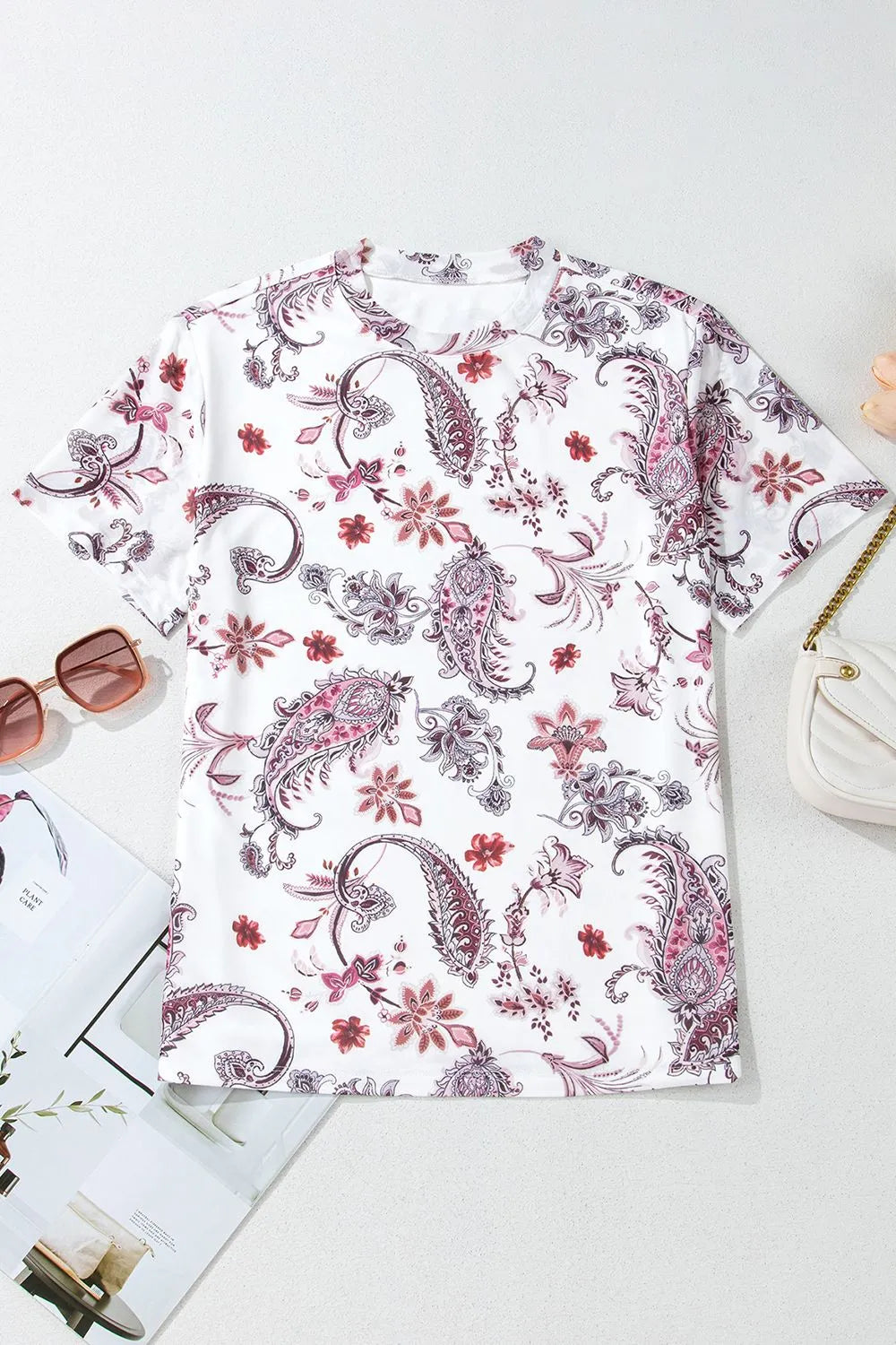 paisley mock neck t shirt - size reference