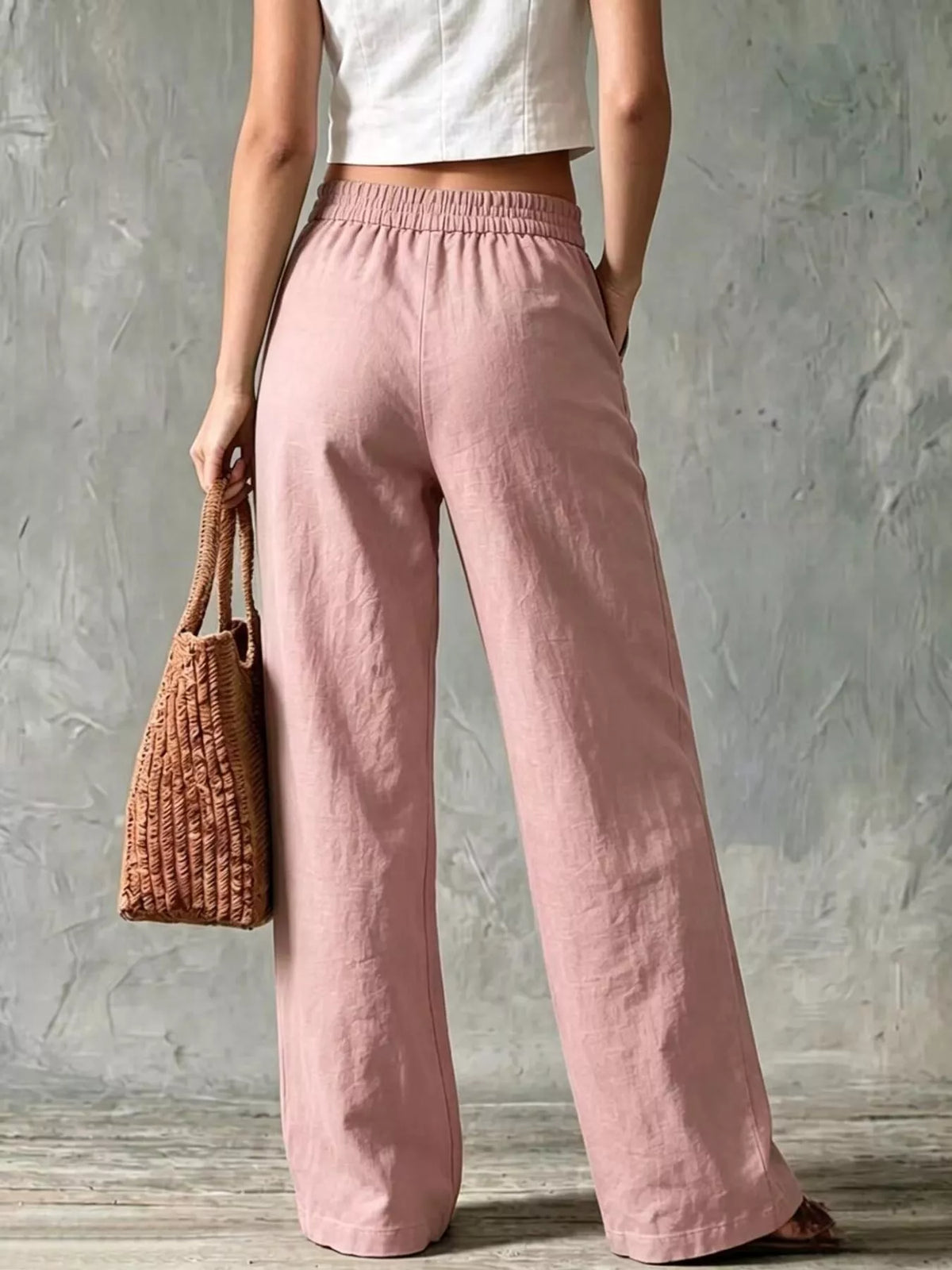 full size high-waisted wide-leg cargo pants plus | dropsona - neutral - usage example