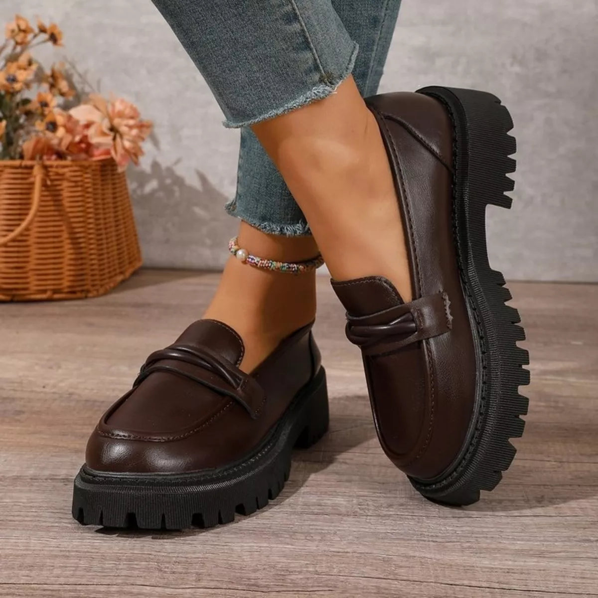 round toe platform loafers – classy ballet flats | dropsona - neutral - usage example
