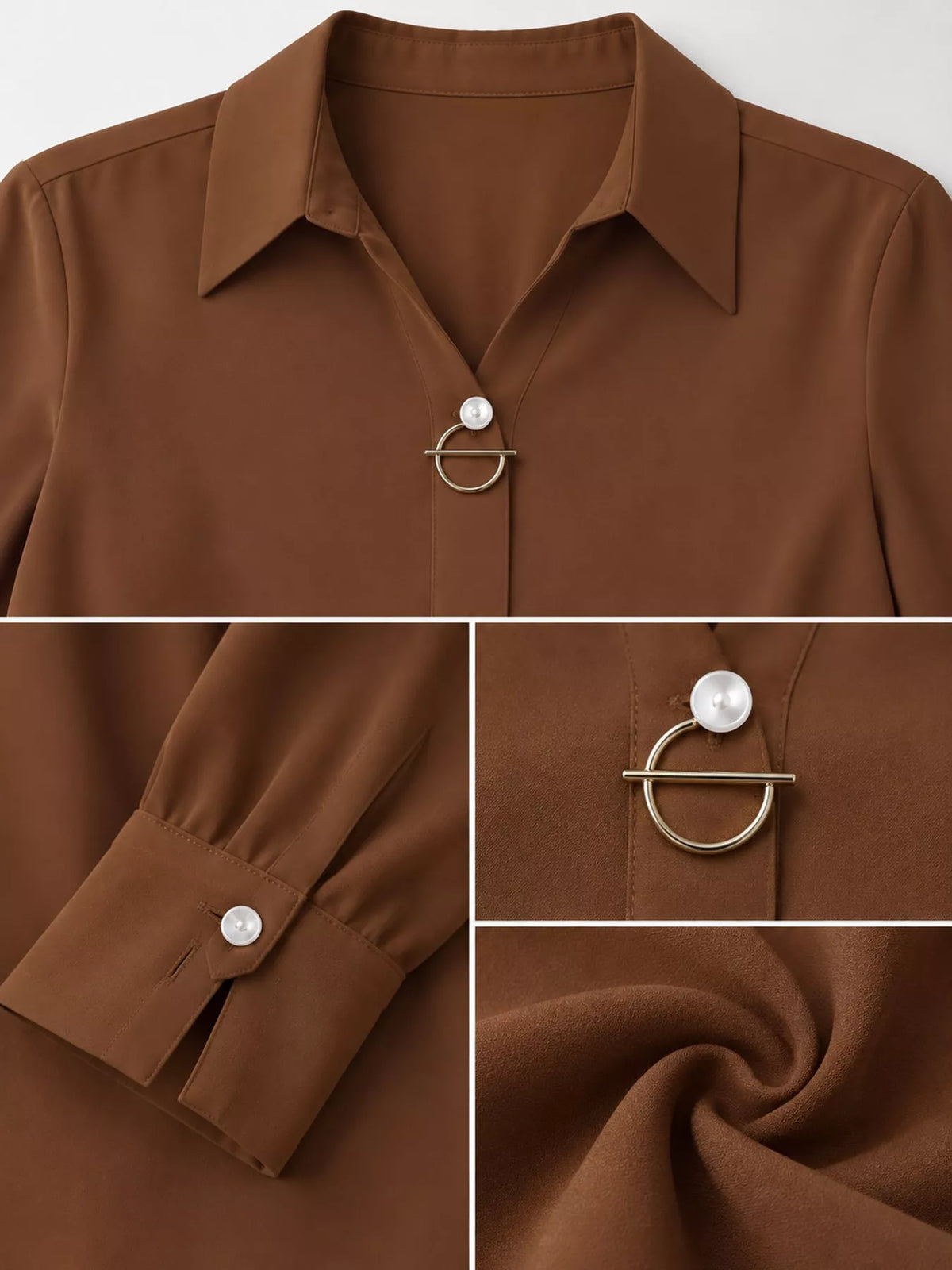 long sleeve satin blouse | dropsona - neutral - size reference