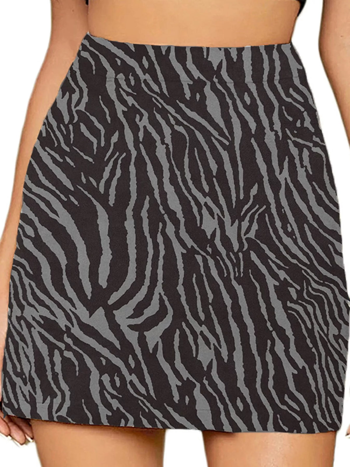 high-waisted slit skirt – zipper, slit, seam detail | dropsona - neutral - usage example