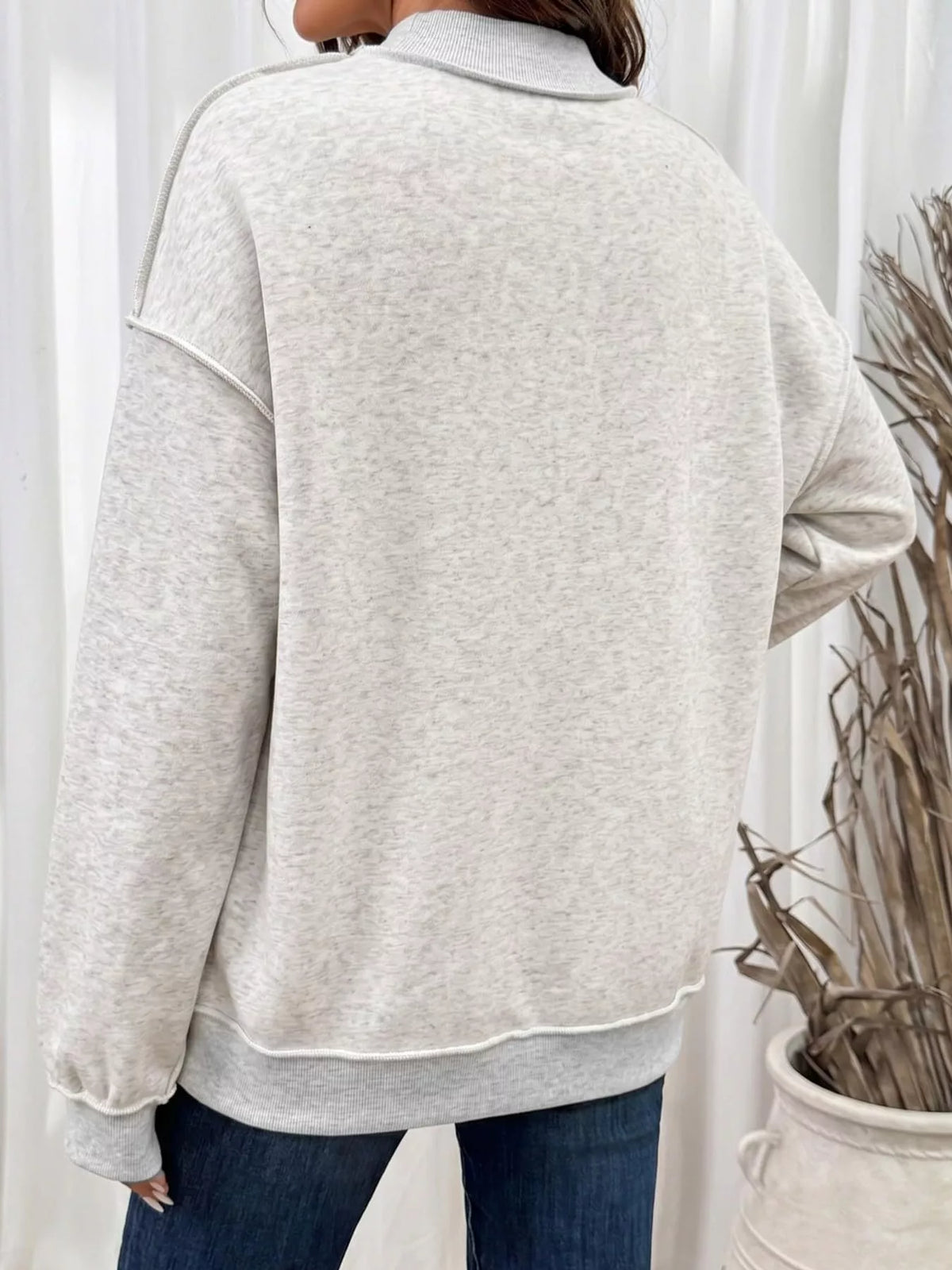 mock neck long sleeve sweatshirt | dropsona polyester 70% - neutral - usage example