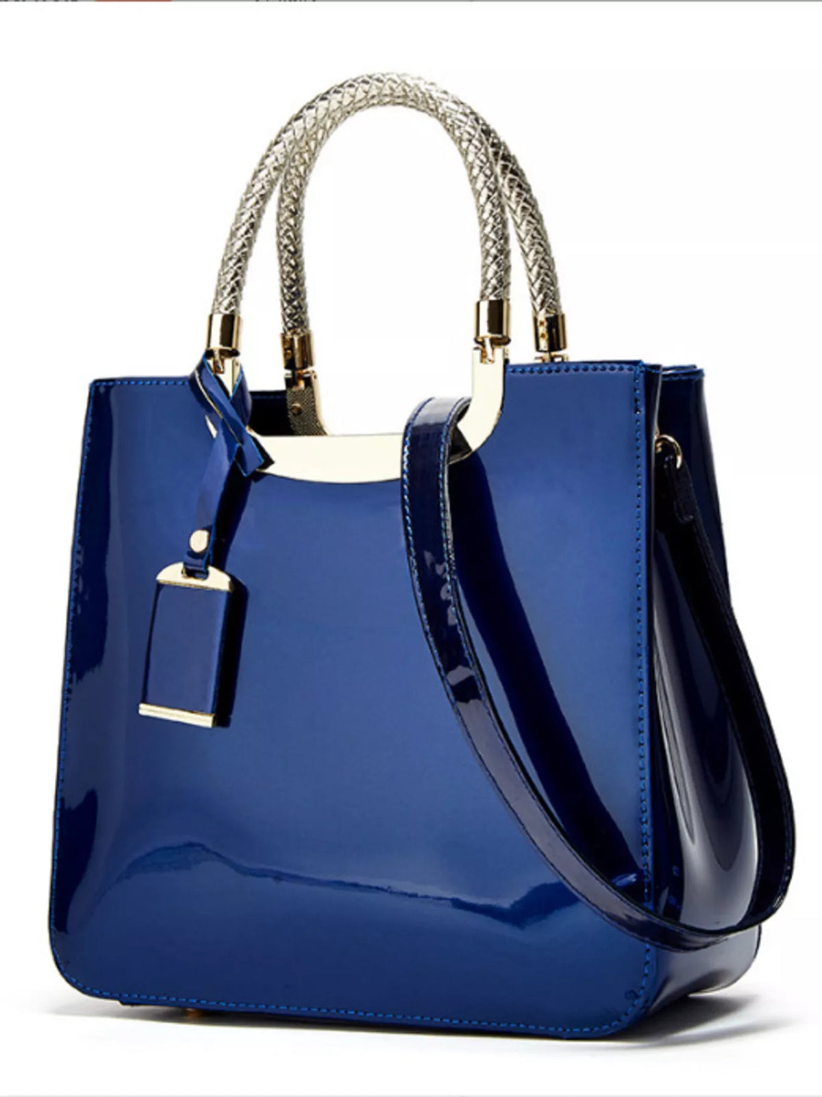 pu leather handbag with metallic braided handle | dropsona - neutral - material texture