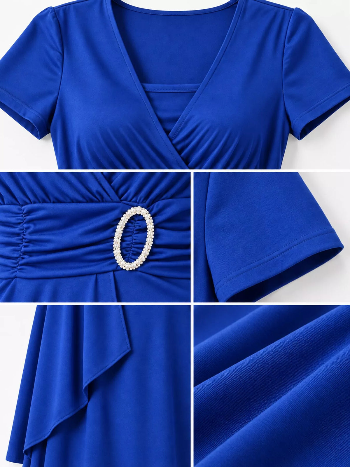 full size decorative buckle short sleeve dress plus | dropsona - neutral - usage example