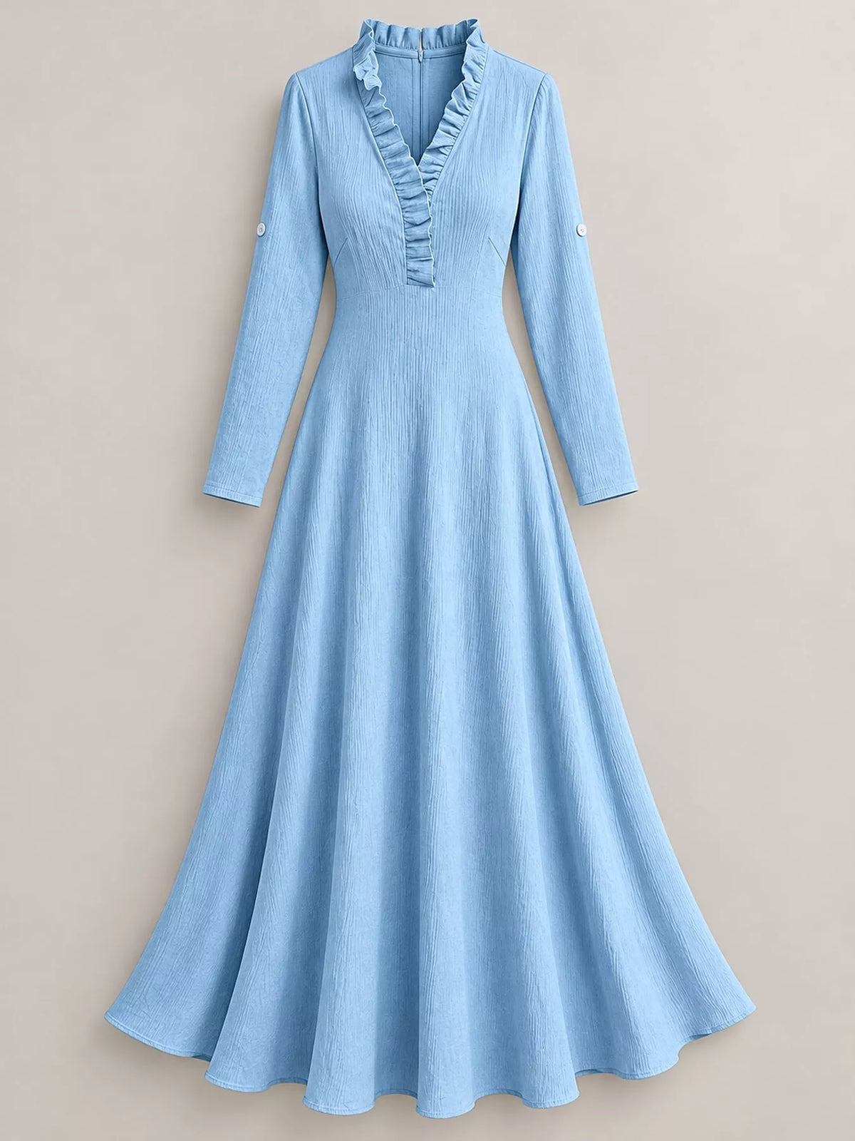 full size frill roll-up sleeve maxi dress plus | dropsona - neutral - usage example