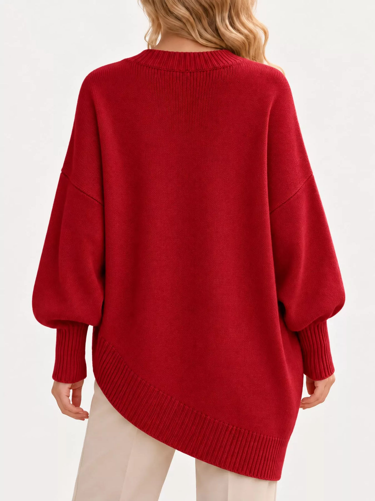 full size ribbed knit dropped shoulder sweater plus | dropsona - neutral - size reference