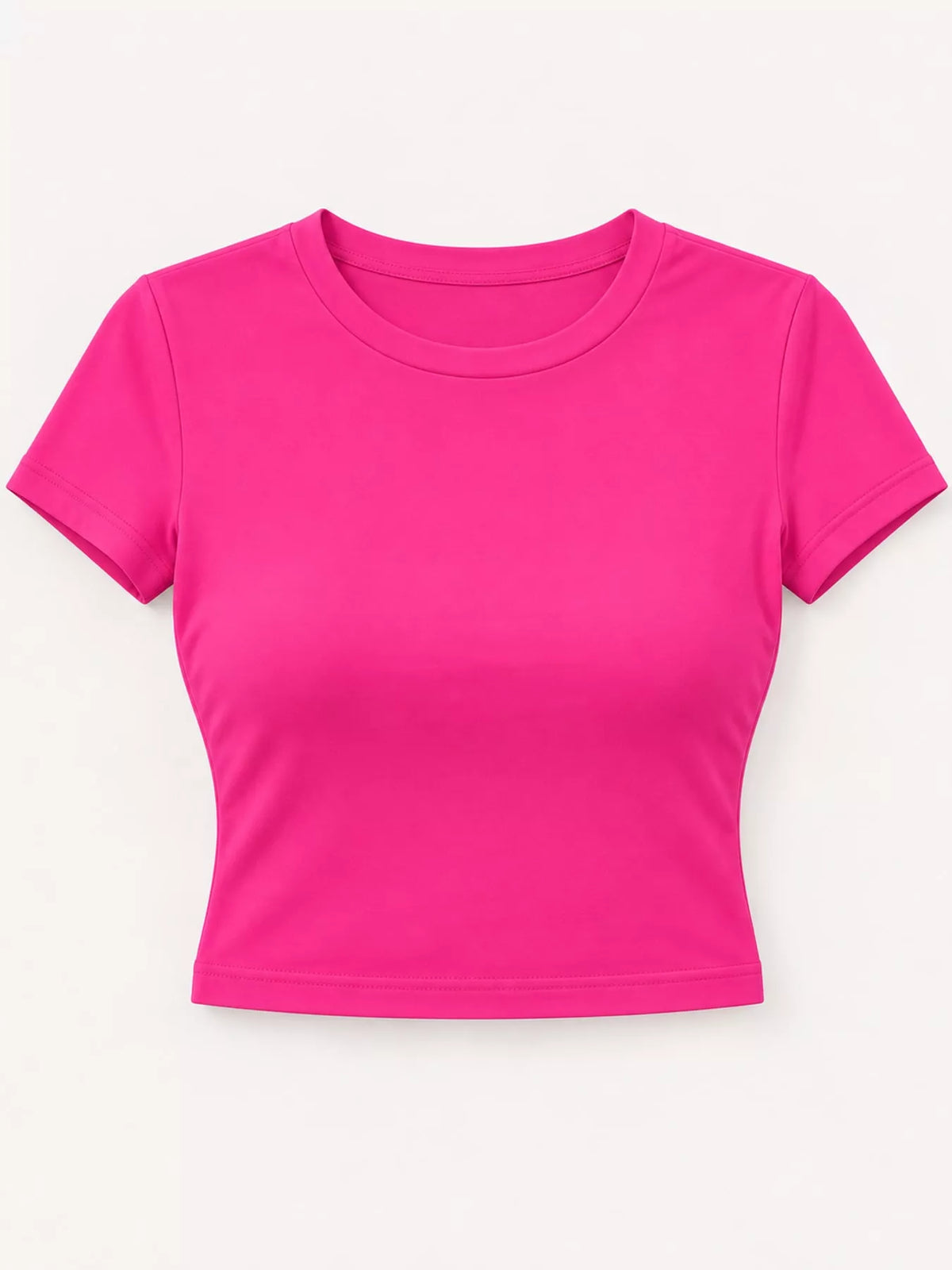 slim fit basic crew neck short sleeve crop t-shirt | dropsona - neutral - size reference