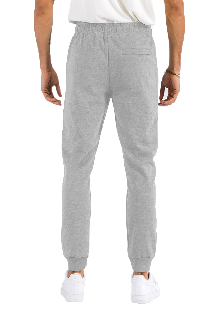 heathered cotton sweats j111 – elastic ankle and waist | dropsona - neutral - close-up detail