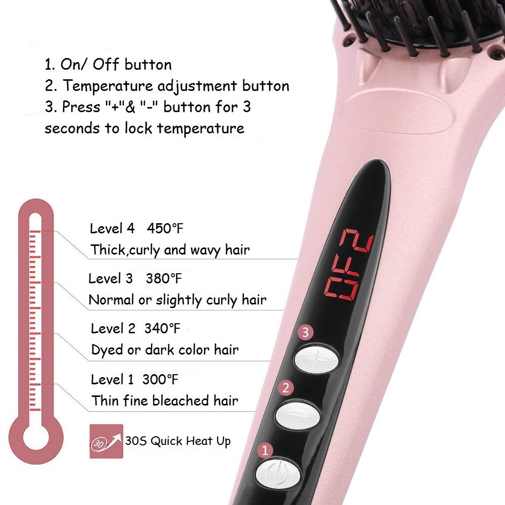 miropure 2-in-1 ionic enhanced hair straightener brush | dropsona - neutral - close-up detail