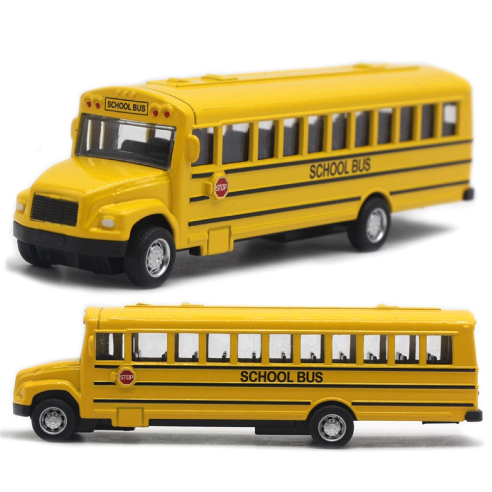 alloy inertial school bus model car for gifts ki | dropsona - neutral - front view