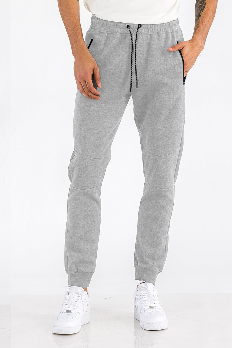 heathered cotton sweats j111 – elastic ankle and waist | dropsona - neutral - front view