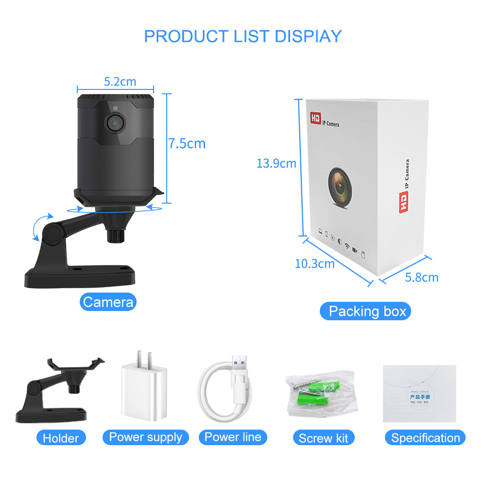 hd 2mp 1080p wireless mini wifi camera night vision ip | dropsona - neutral - packaging