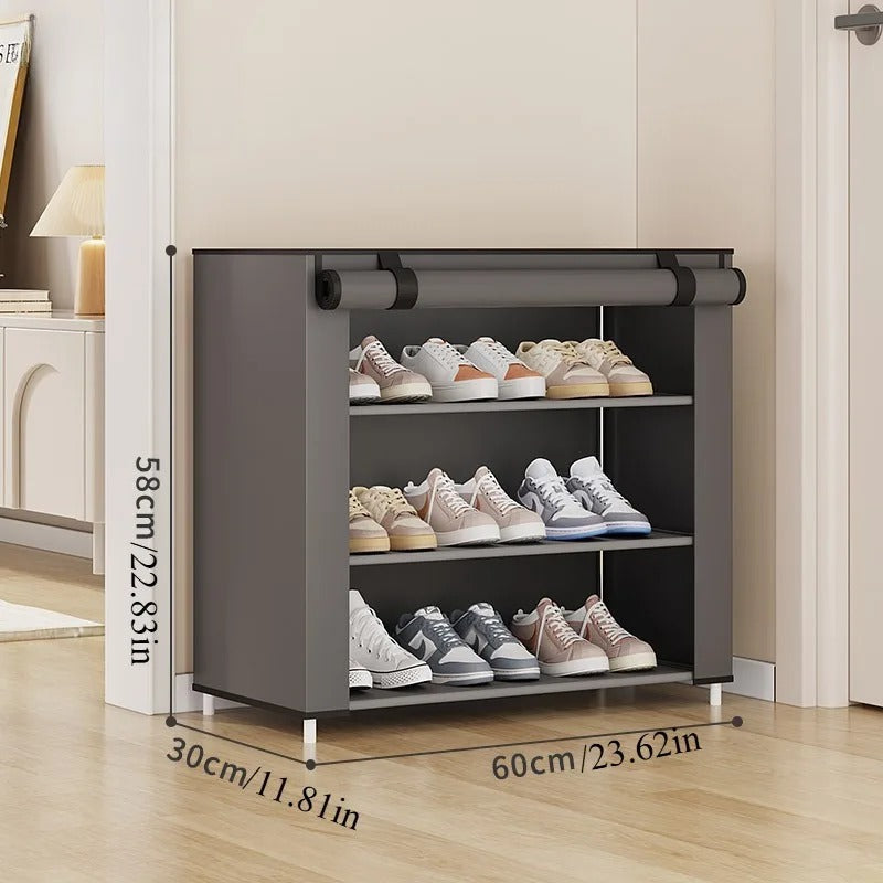 4-layer shoe storage unit – dust-proof, compact 4-laye | dropsona - neutral - front view