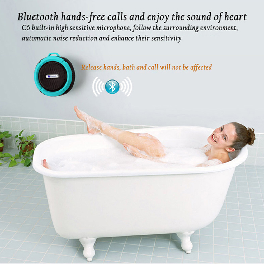 mini portable waterproof bluetooth speaker with suctio | dropsona - neutral - usage example