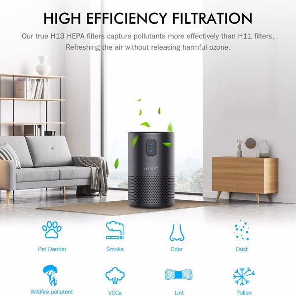 koios air purifiers for bedroom home h13 hepa filter p | dropsona - neutral - close-up detail