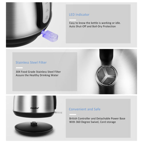 stainless steel inner pot and lid electric kettle with | dropsona - neutral - close-up detail