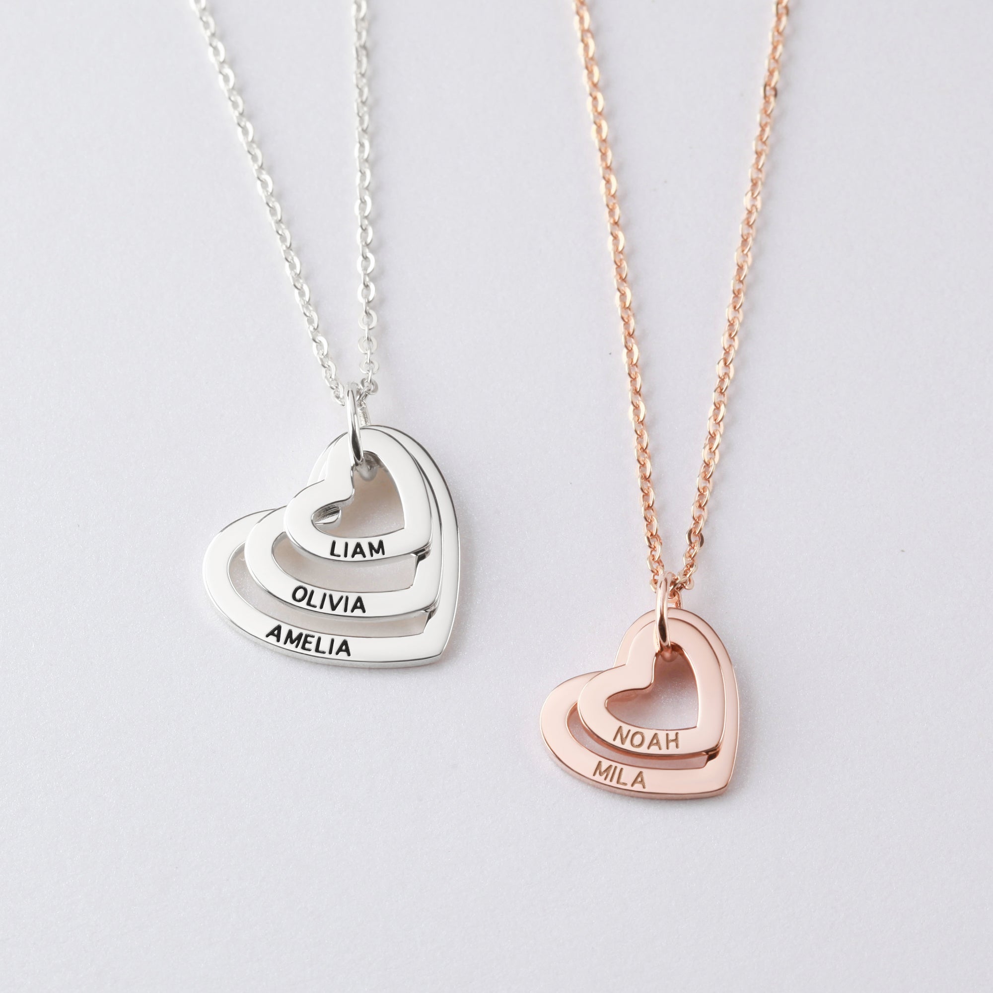 grandma heart necklace, personalized jewelry, | dropsona - neutral - close-up detail