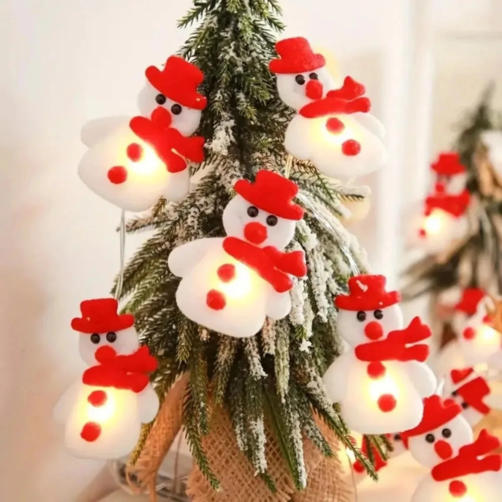 1pc 10 led plush snowman string lights, christmas | dropsona - neutral - front view