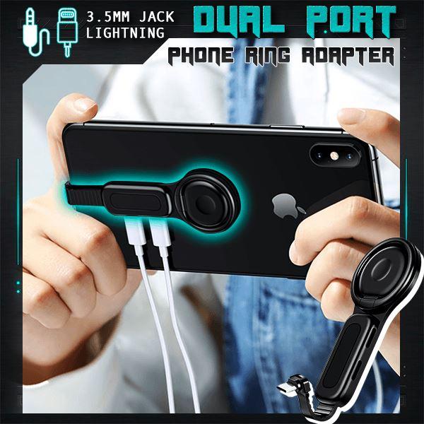 dual port phone ring holder adapter for lightning jack | dropsona - neutral - material texture