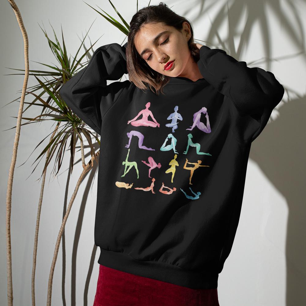 yoga theme crewneck sweatshirt – sanctuary crewne | dropsona - neutral - close-up detail