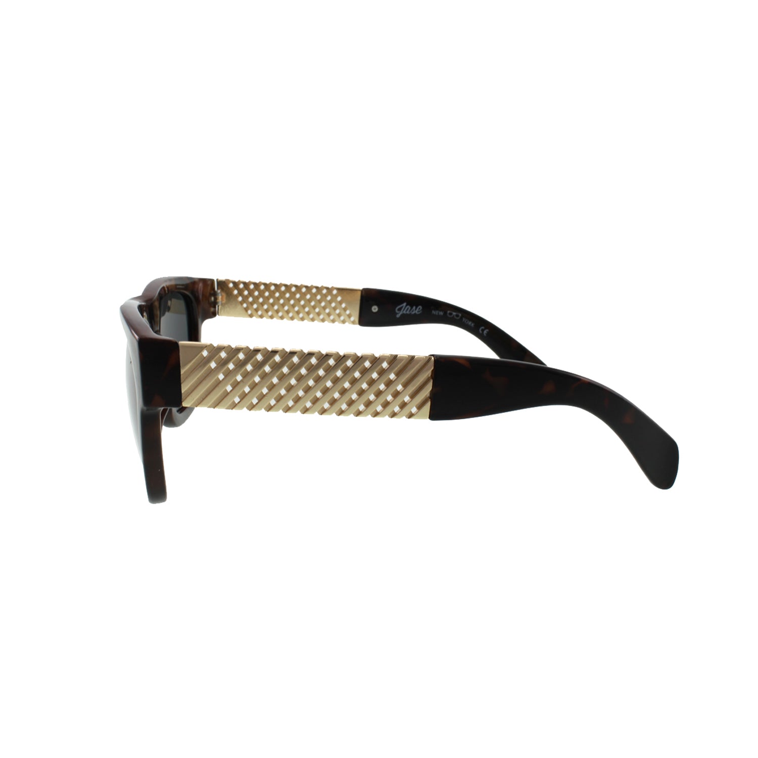 jase new york royce sunglasses in havana – yo | dropsona - neutral - close-up detail