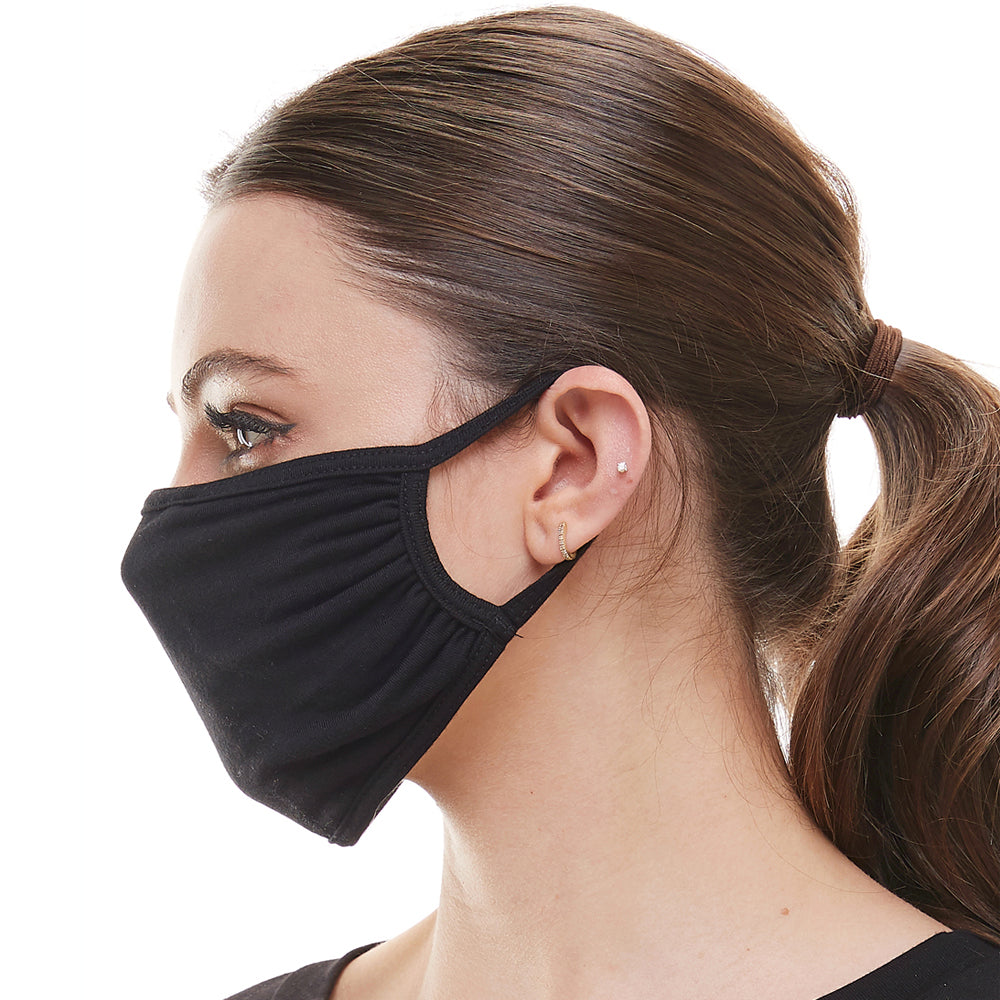 solid black washable reusable fabric face mask – reusa | dropsona - neutral - front view