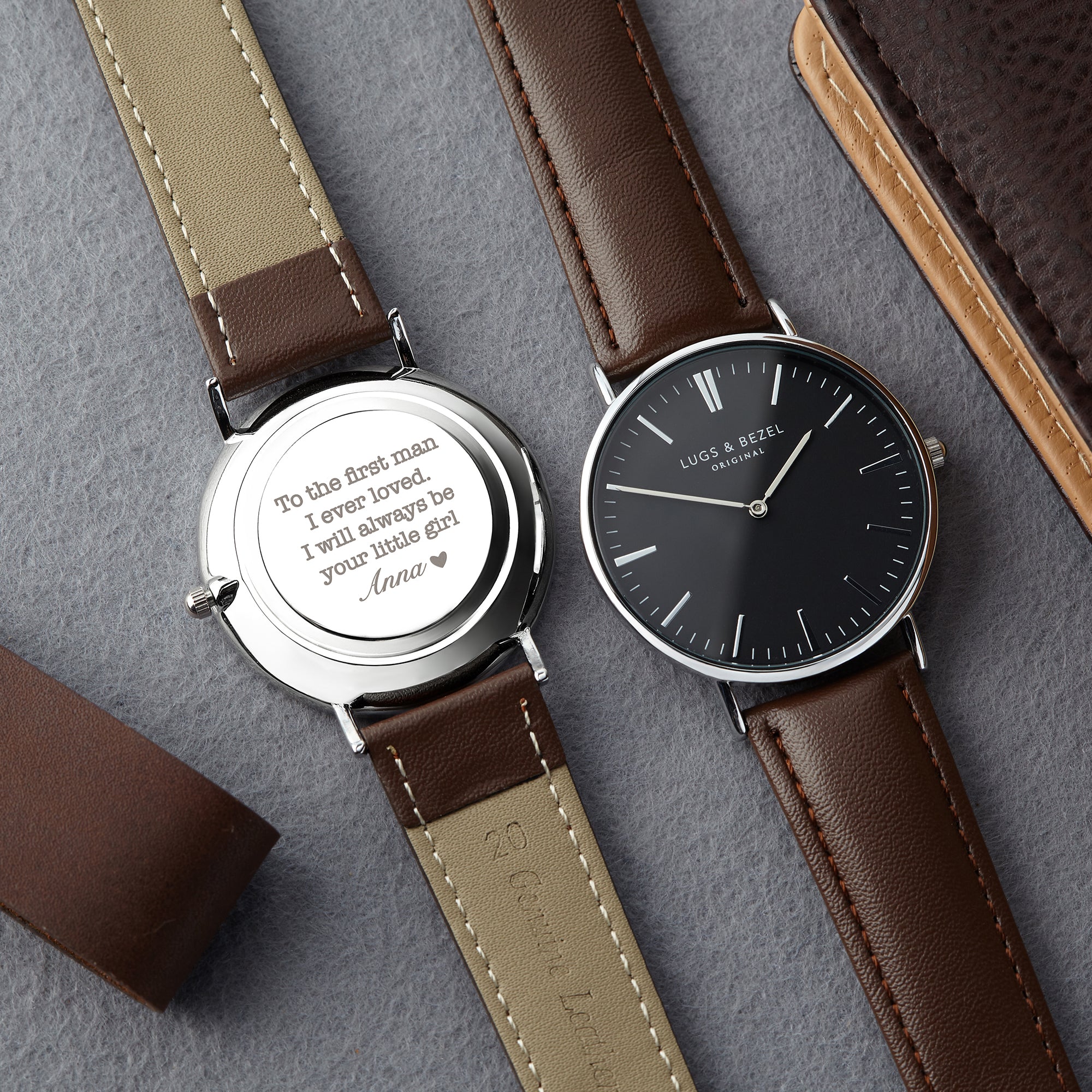 personalized mens watch, engraved watch gift for boyfr | dropsona - neutral - front view