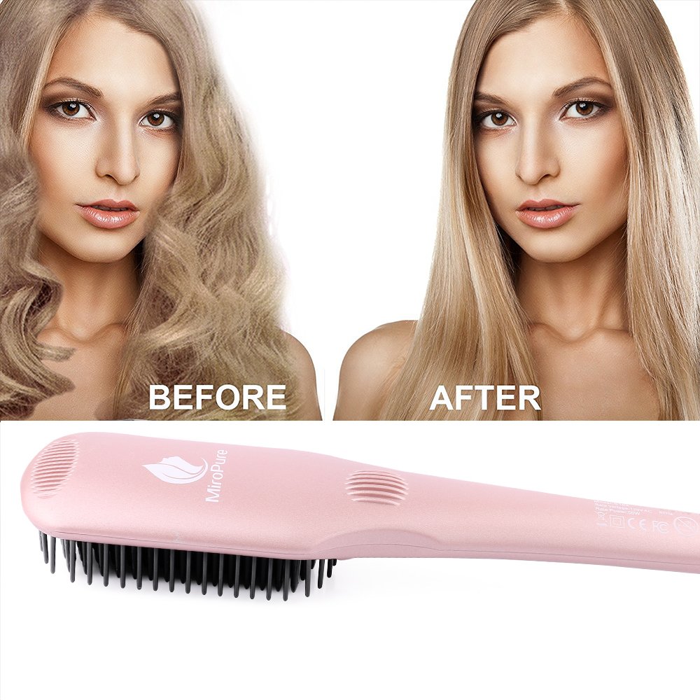 miropure 2-in-1 ionic enhanced hair straightener brush | dropsona - neutral - everyday use