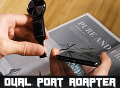dual port phone ring holder adapter for lightning jack | dropsona - neutral - front view