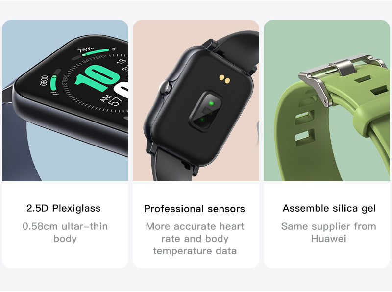full screen ip68 waterproof ultra-thin smartwatch – he | dropsona - neutral - front view