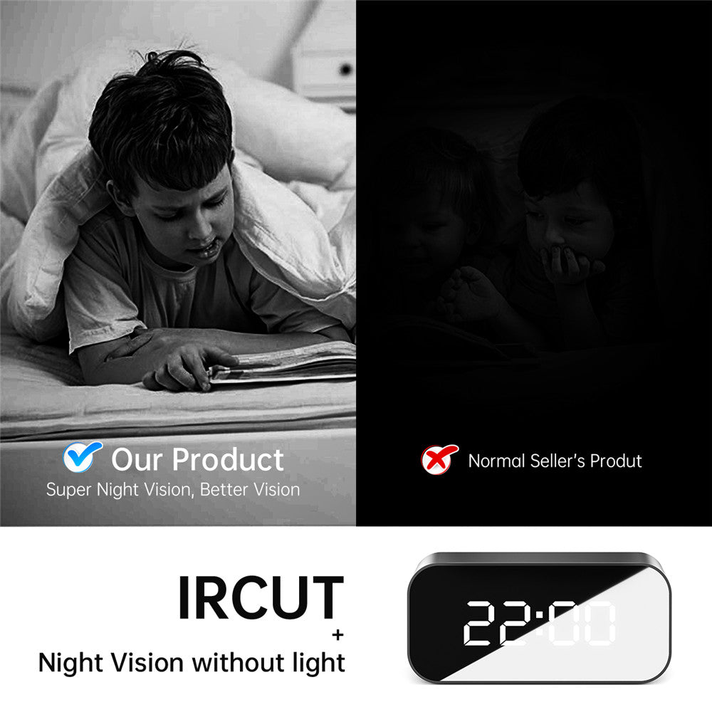 4k hd wifi clock camera micro ir night view ala | dropsona - neutral - front view