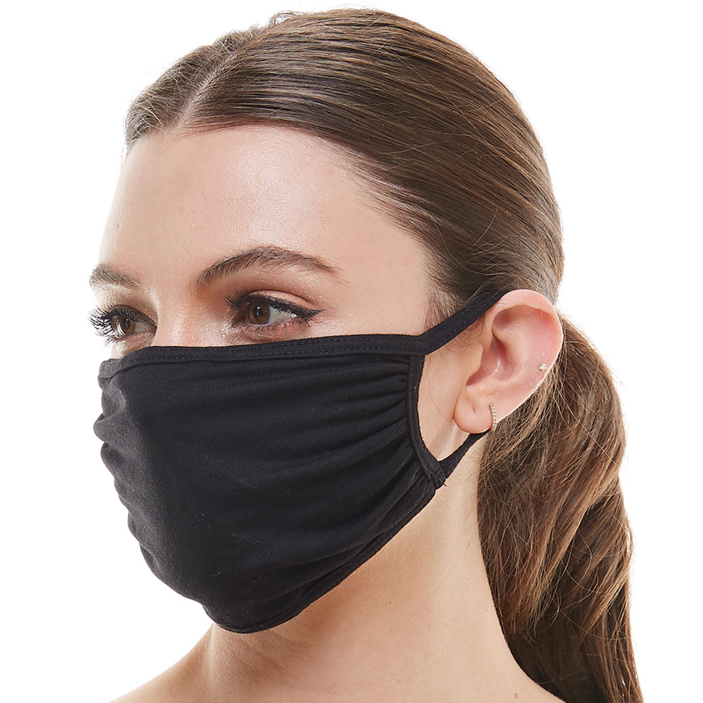 solid black washable reusable fabric face mask – reusa | dropsona - neutral - close-up detail