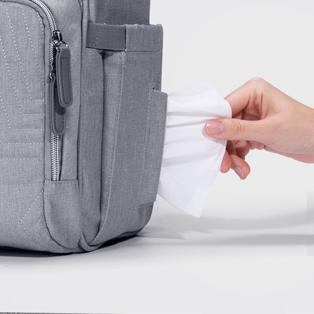 quilted diaper baby backpack – stylish &amp; handy, qu | dropsona - neutral - front view