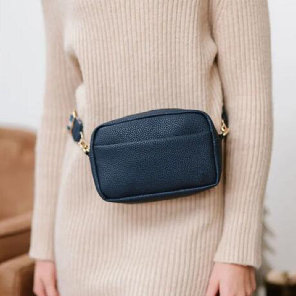 crossbody bag for women genuine leather wide strap sho | dropsona - neutral - close-up detail
