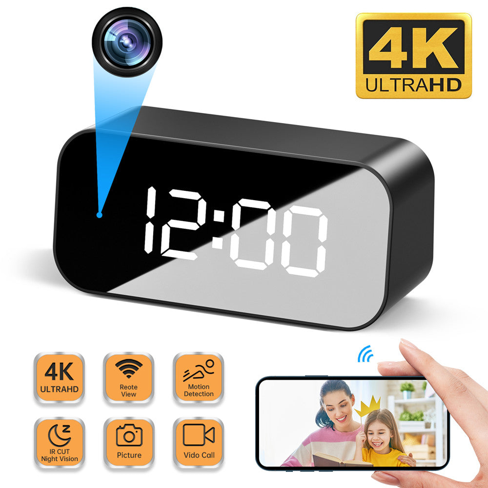 4k hd wifi clock camera micro ir night view ala | dropsona - neutral - everyday use