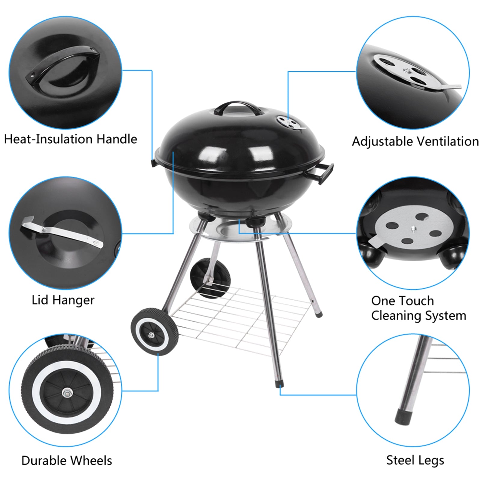 18 inch apple charcoal stove bbq grill for outdoor coo | dropsona - neutral - front view