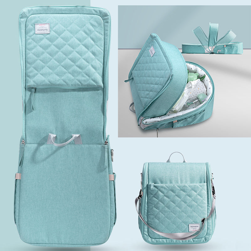 portable baby diaper bag backpack with changing pad | dropsona - neutral - front view