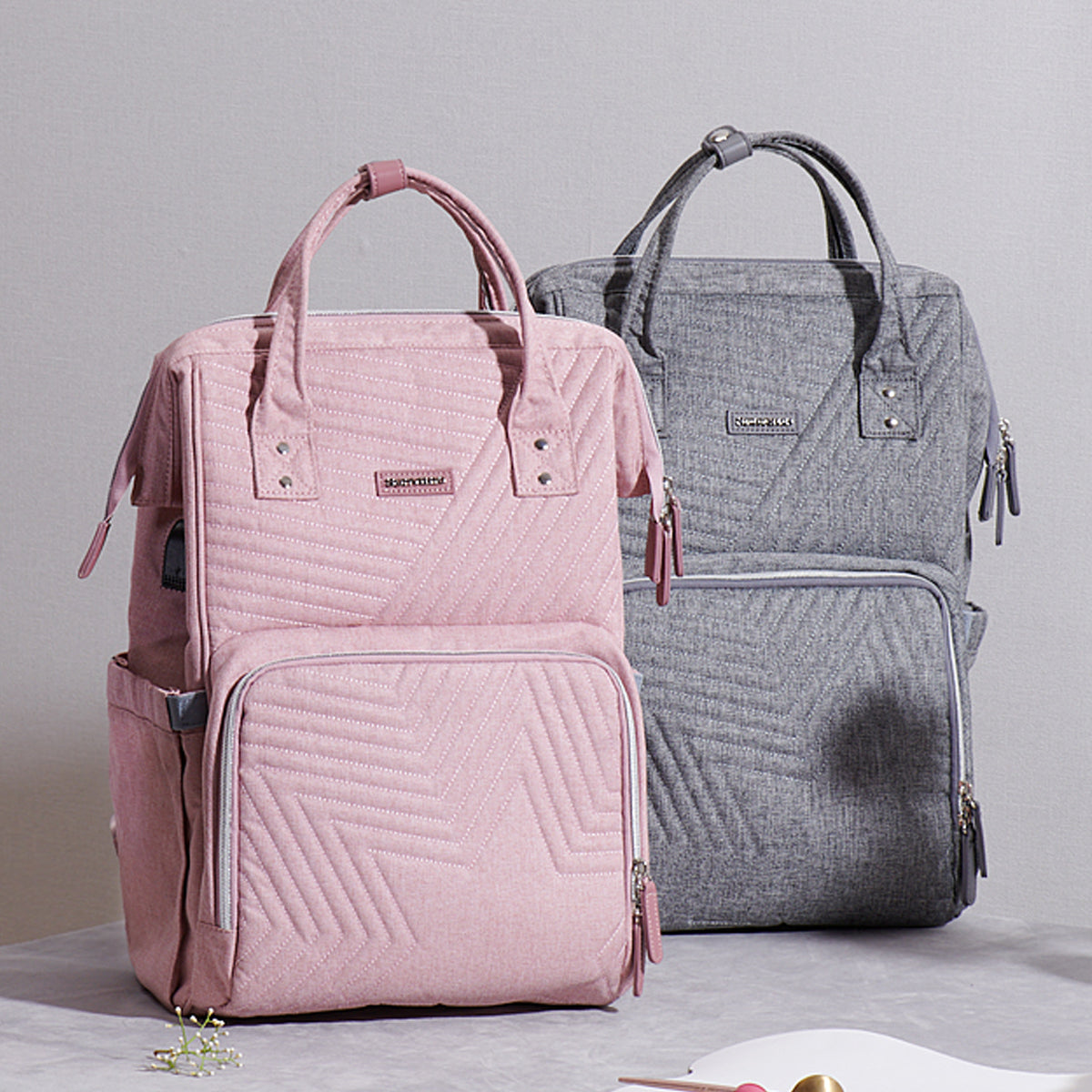 quilted diaper baby backpack – stylish &amp; handy, qu | dropsona - neutral - everyday use