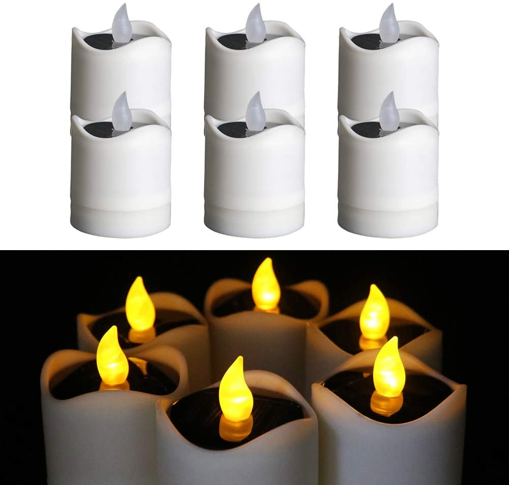 6pcs waterproof smokeless solar candles lights flame l | dropsona - neutral - everyday use