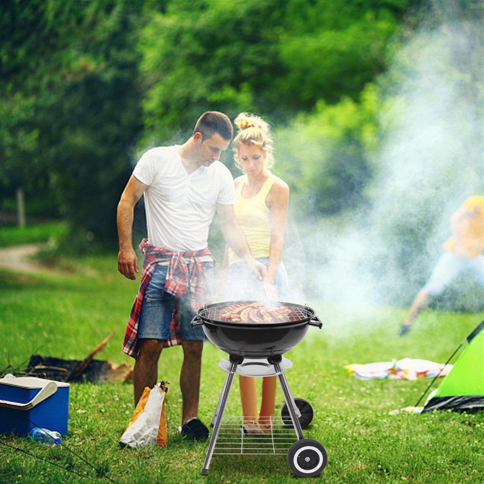 18 inch apple charcoal stove bbq grill for outdoor coo | dropsona - neutral - usage example