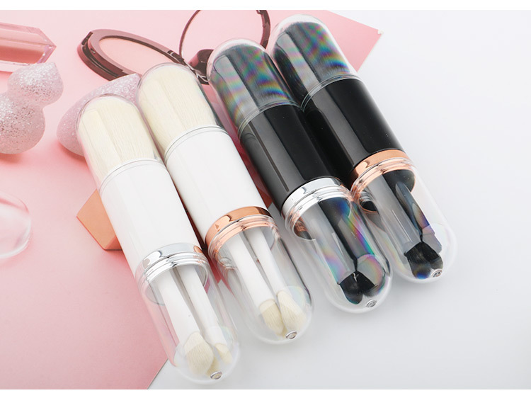 retractable makeup brush portable 4 in 1 travel | dropsona - neutral - usage example