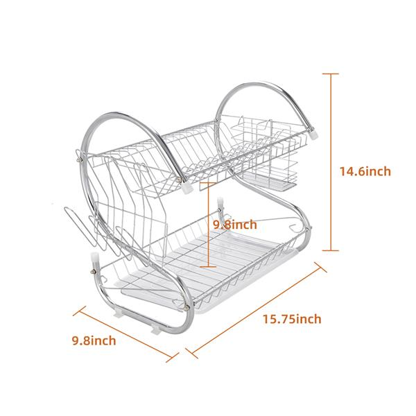 2 layers dish organizer storage bowls shelf for home | dropsona - neutral - size reference
